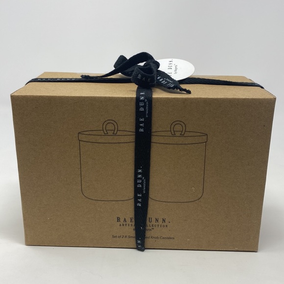 Rae Dunn Magneta 2 Small looped Knob Canisters Ceramic NWT - Picture 4 of 5